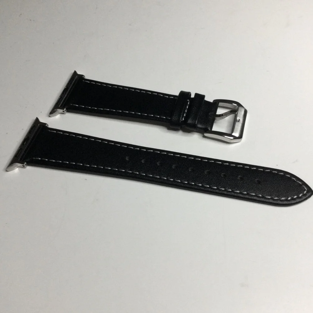 POSH TECH STITCHED LEATHER STRAP BAND FOR APPLE WATCH 38/40 BLACK UNISEX NWT